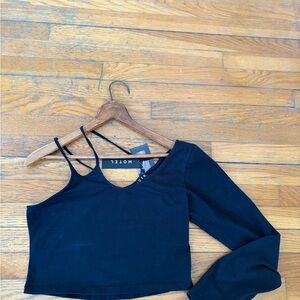Motel Rocks Black Asymmetrical Crop Top